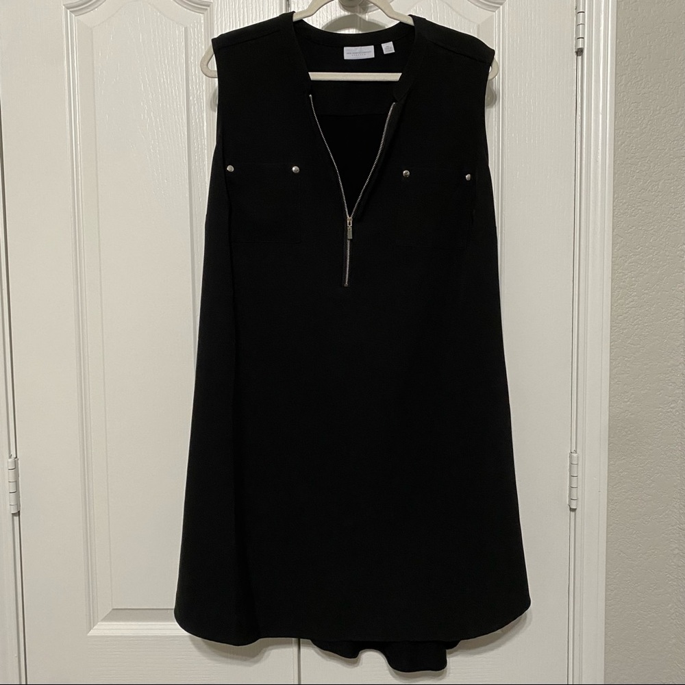 New York & Company Black Sleeveless Zip-Front A-Line Dress